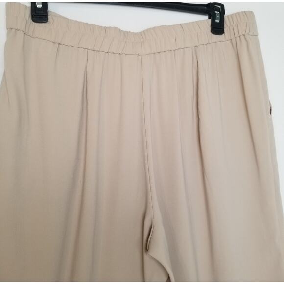 C Est 1946 Women's Beige Belted High Rise Wide Leg Crop Pants Size XL - Picture 4 of 8